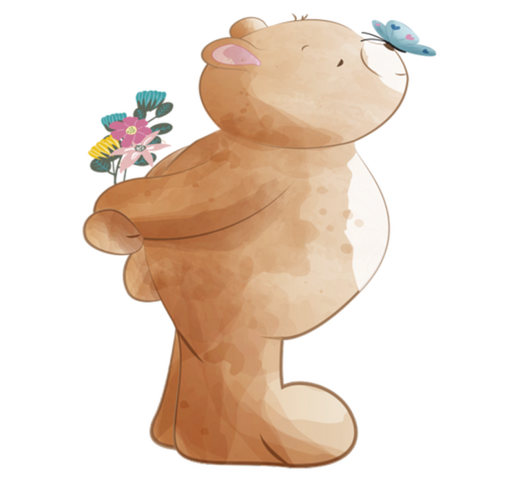 Otroške vinilna preproga z medvedkom in metuljem - TenStickers