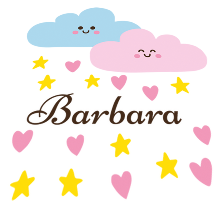 Otroške vinilna preproga modra in roza oblačka z imenom - TenStickers