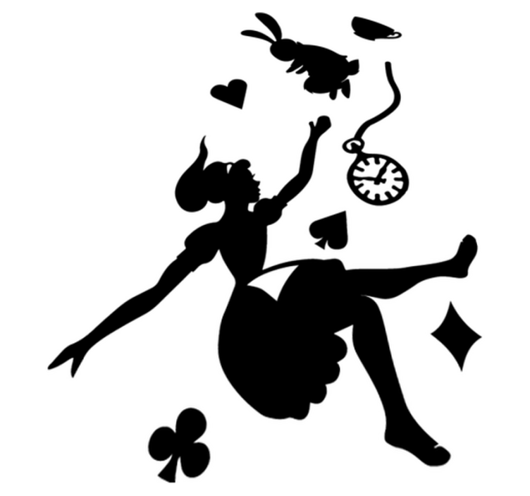 Otroške vinilna preproga alicia in beli zajec - TenStickers