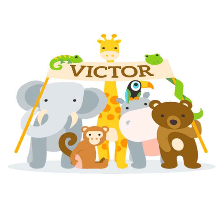 Otroške vinilna preproga dobrodošli živali z imenom - TenStickers