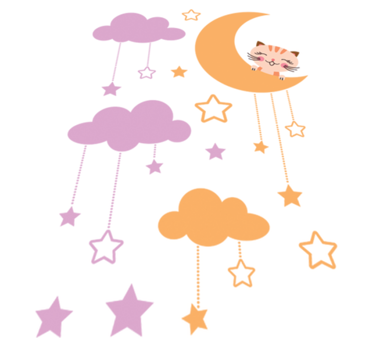 Otroške vinilna preproga luna mačka - TenStickers