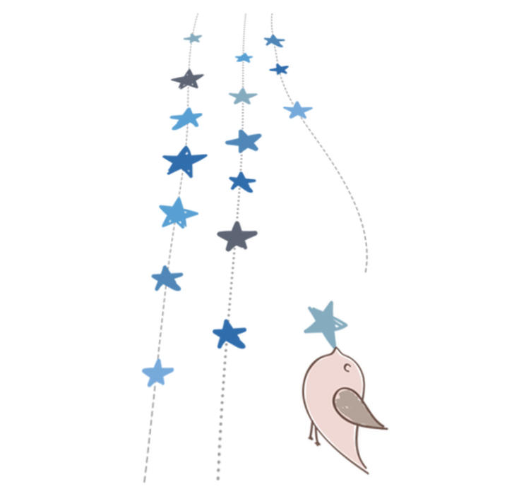 Otroške vinilna preproga modre zvezde in ptica - TenStickers