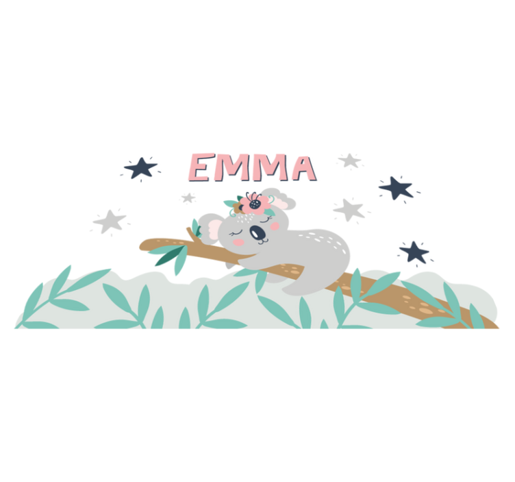 Otroške vinilna preproga ljubka koala za deklico z imenom - TenStickers