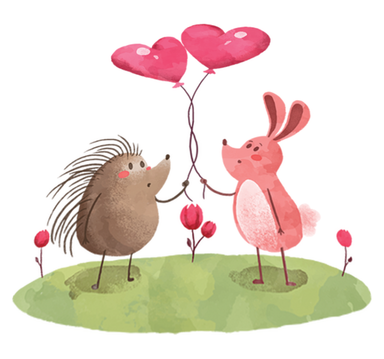 Otroške vinilna preproga ježek in zajček - TenStickers