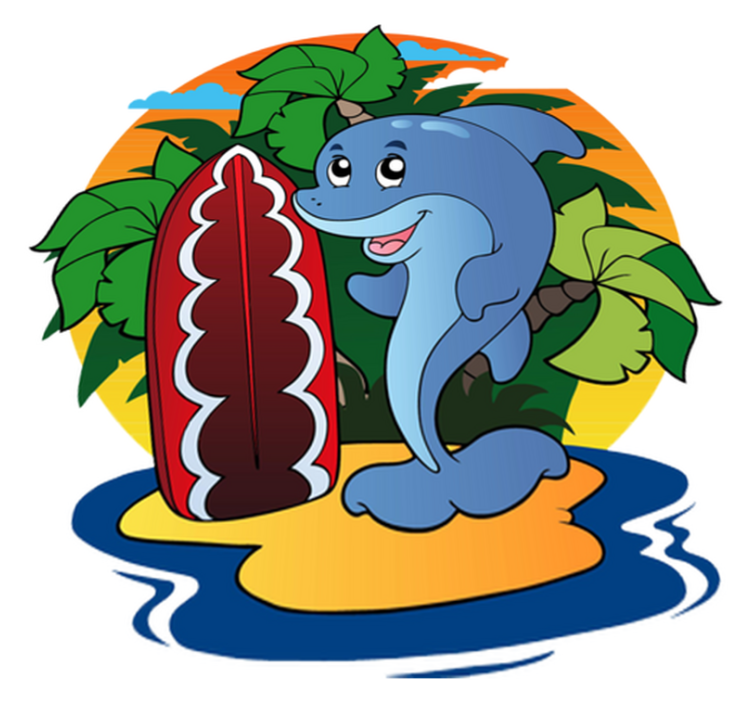 Otroške vinilna preproga surfajoča delfinčka - TenStickers