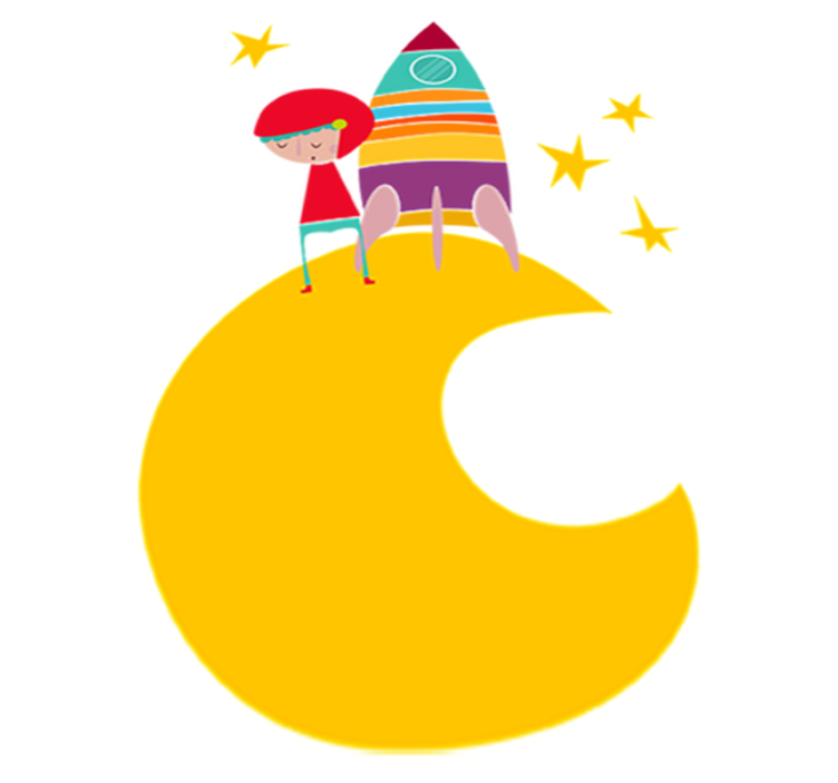 Otroške vinilna preproga raketa na luni - TenStickers