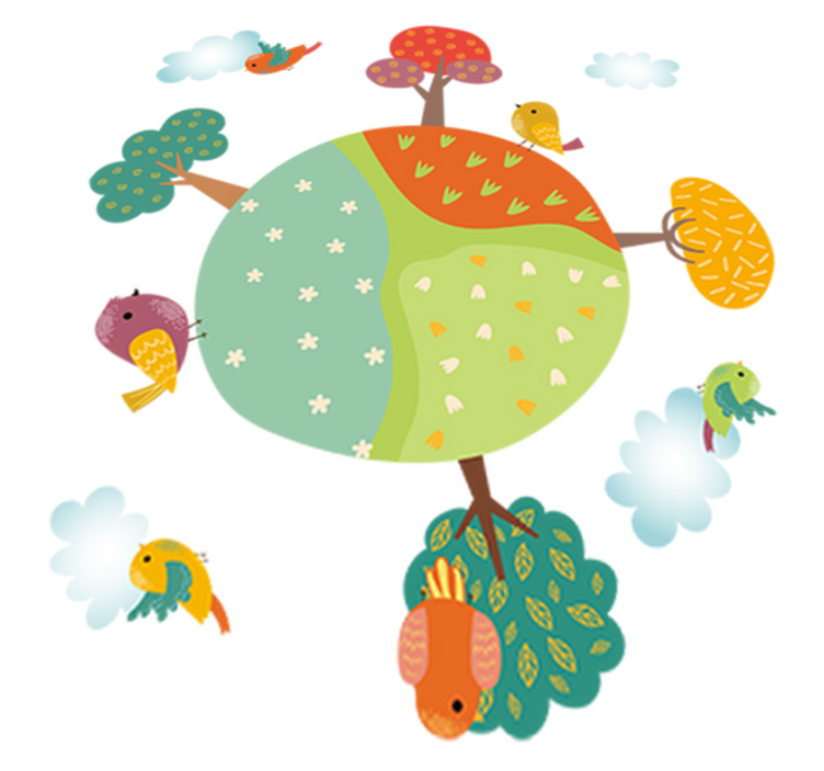 Otroške vinilna preproga krožne pomlad z živalmi - TenStickers