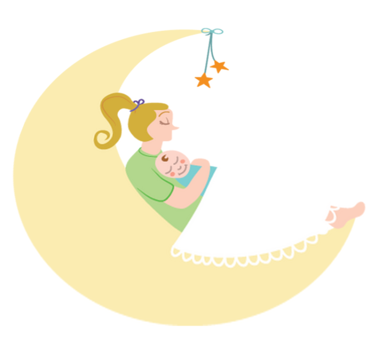 Otroške vinilna preproga mama in dojenček na luni - TenStickers