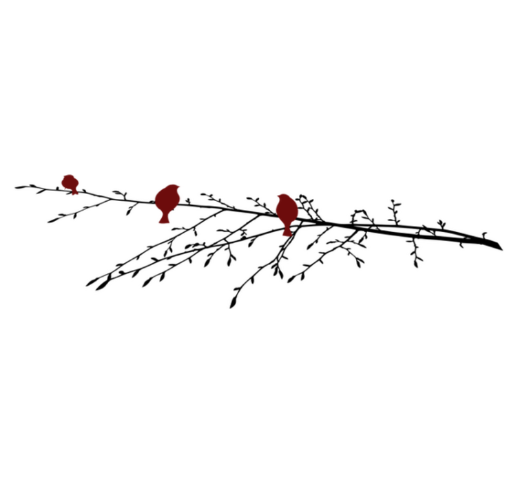 Vinilne preproge za spalnico rdeče ptice na veji - TenStickers