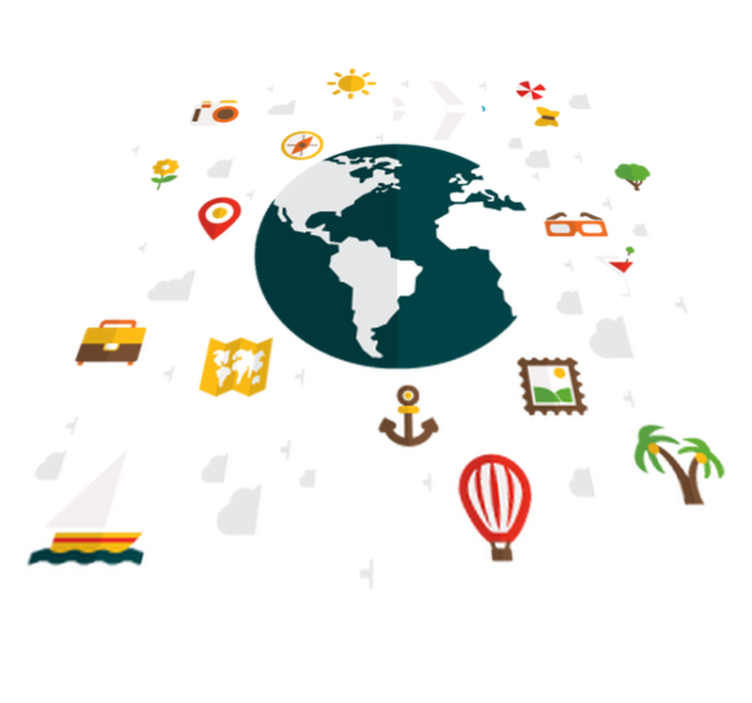 Vinilne preproge za spalnico potujoči svet - TenStickers