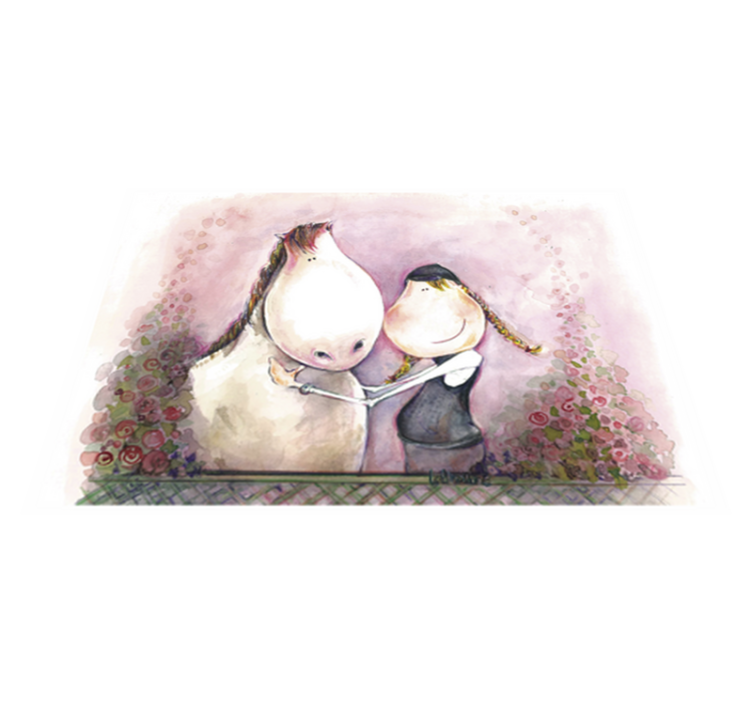 Otroške vinilna preproga deklica in konj - TenStickers