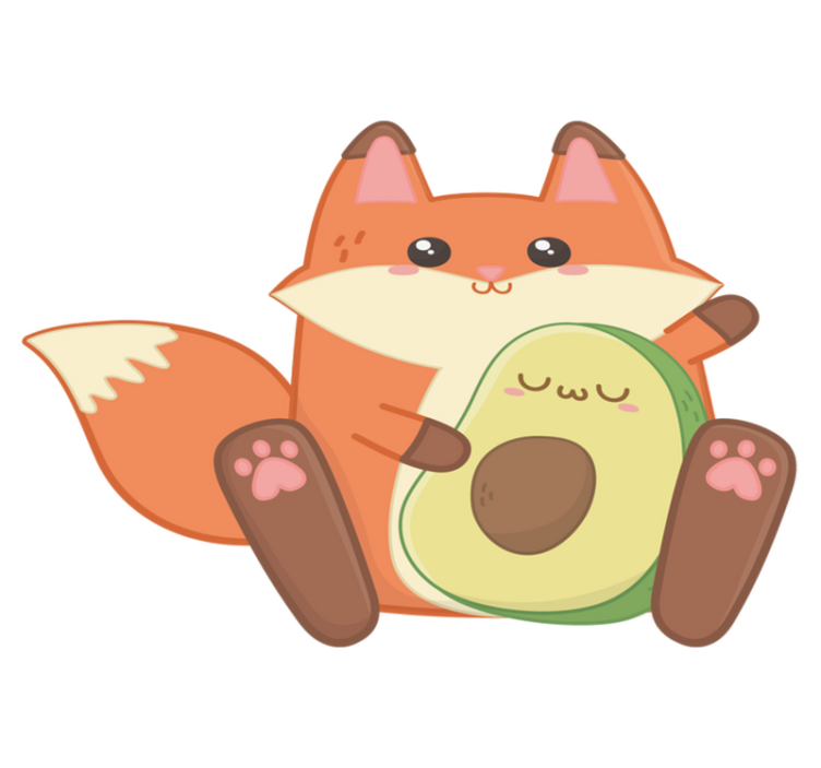 Otroške vinilna preproga kawaii lisica z avokadom - TenStickers