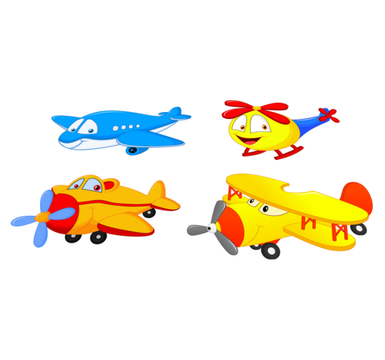 Otroške vinilna preproga letala in helikopterji z obrazi - TenStickers