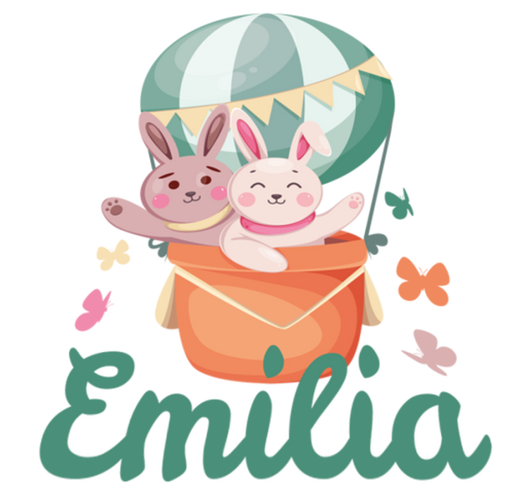 Otroške vinilna preproga po meri zajčki v balonih - TenStickers