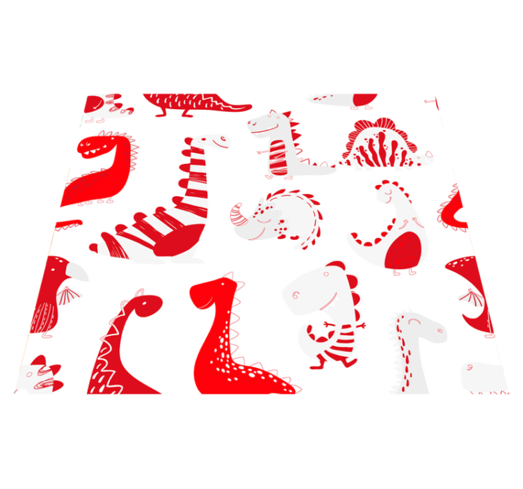 Vinilne preproge za spalnico rdeči risani dinozavri - TenStickers