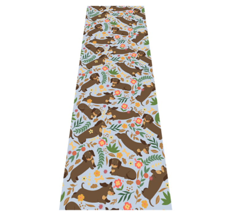 Vinilne preproge za spalnico vzorec dachshund in cvetlice - TenStickers