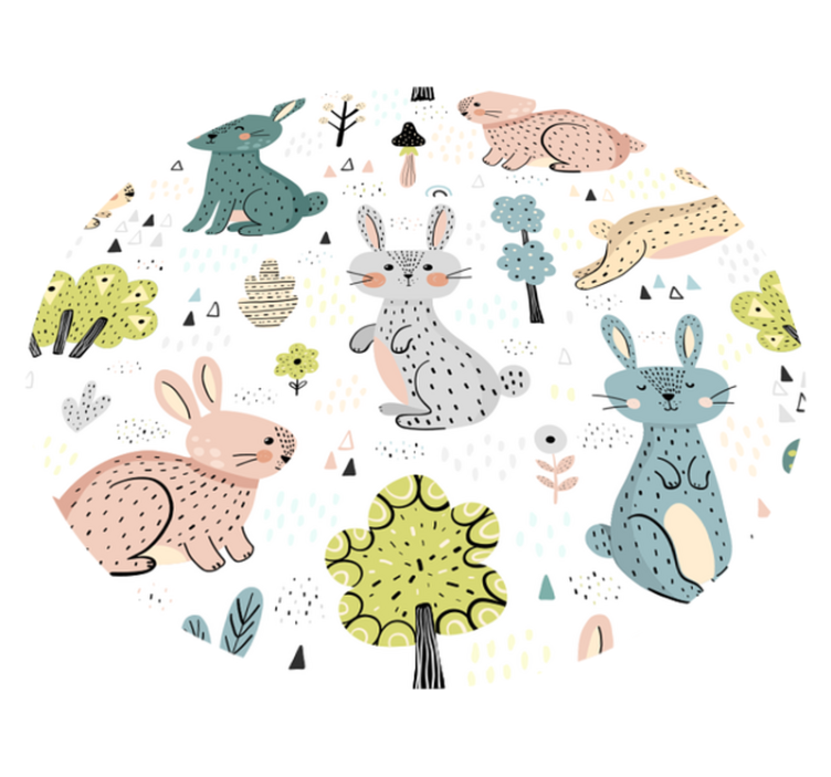Krasne otroške vinilne preproge z lepimi zajčki - TenStickers