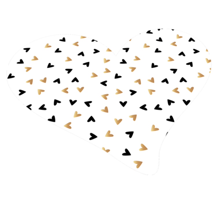 Zlato in črno srce minimalna vinilna preproga - TenStickers