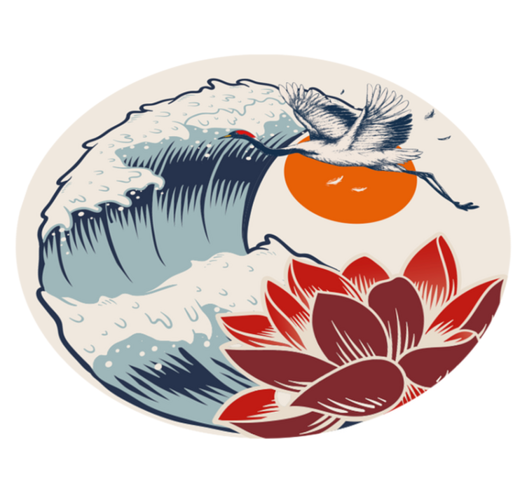 žerjav ocean sončni zahod Tepih z živalskim potiskom - TenStickers