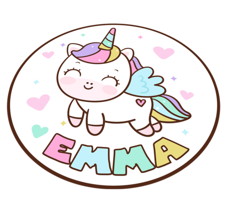 čudovito samorožno dekle vinilna preproga z imenom - TenStickers