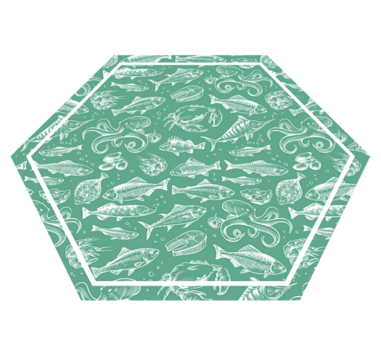 Skica ribe ročno narisati živalsko vinilno preprogo - TenStickers