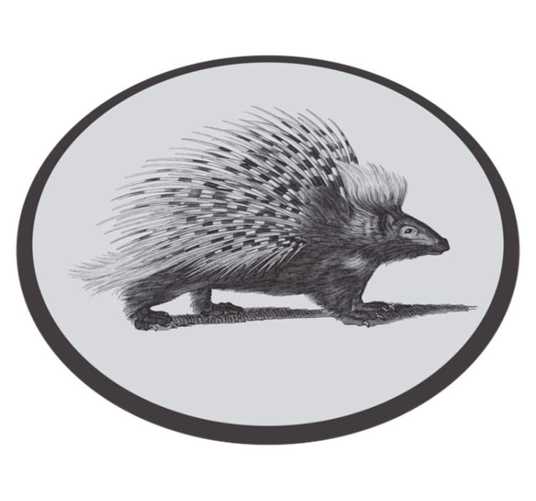 Porcupin art črno-bela živalska vinilna preproga - TenStickers