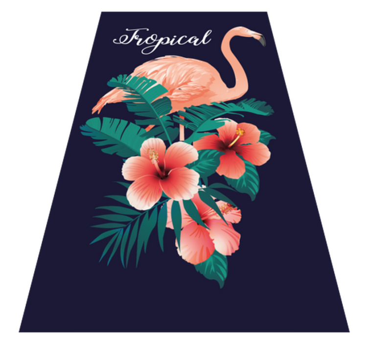 Tropska preproga flamingo črna živalska - TenStickers