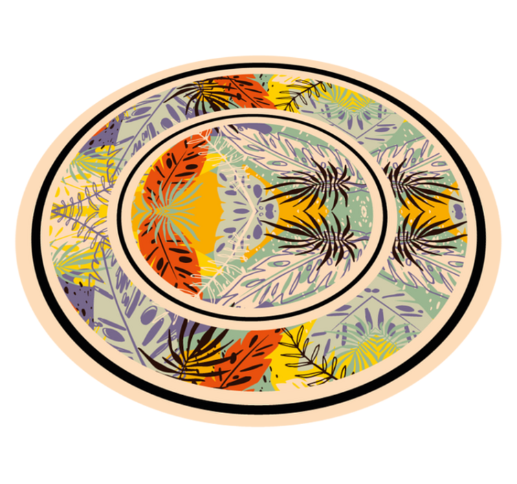 Botanični krožni motiv cvetlična vinilna preproga - TenStickers