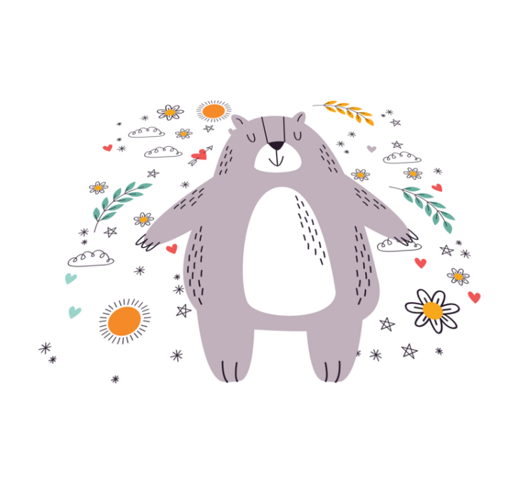 Ilustracija muhastega medveda Otroške vinilna preproga - TenStickers