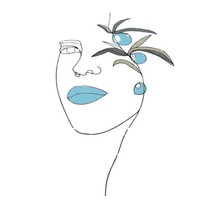 Minimalistična skica obraza spalnica - TenStickers