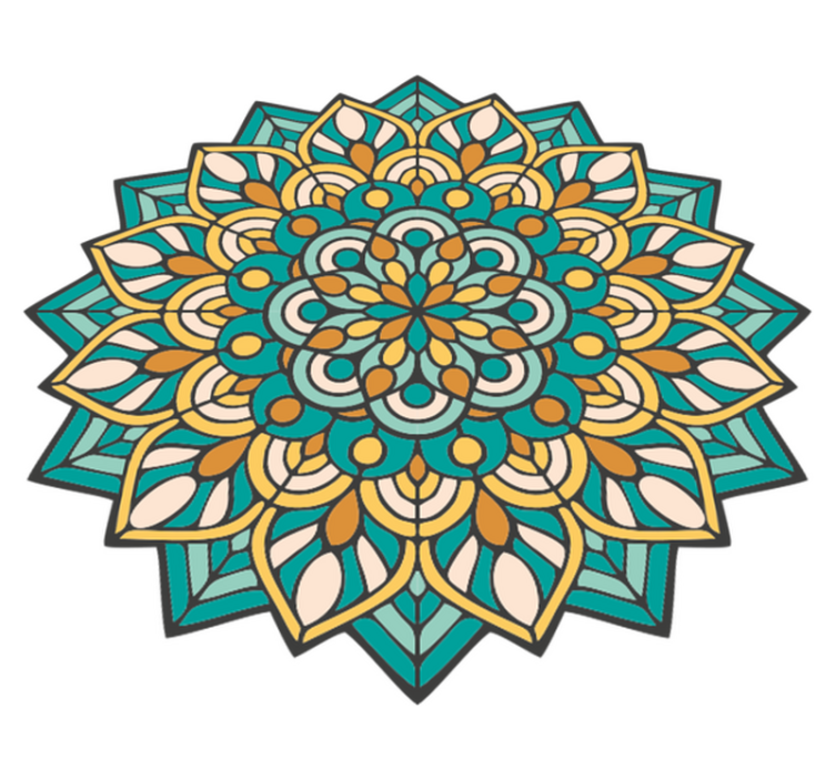 Mandala zelena in oranžna mandala vinil preproga - TenStickers