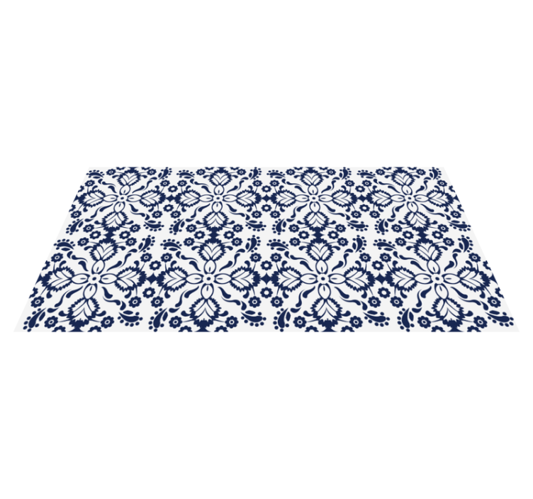 Blue and white floral design vinilna talna obloga - TenStickers