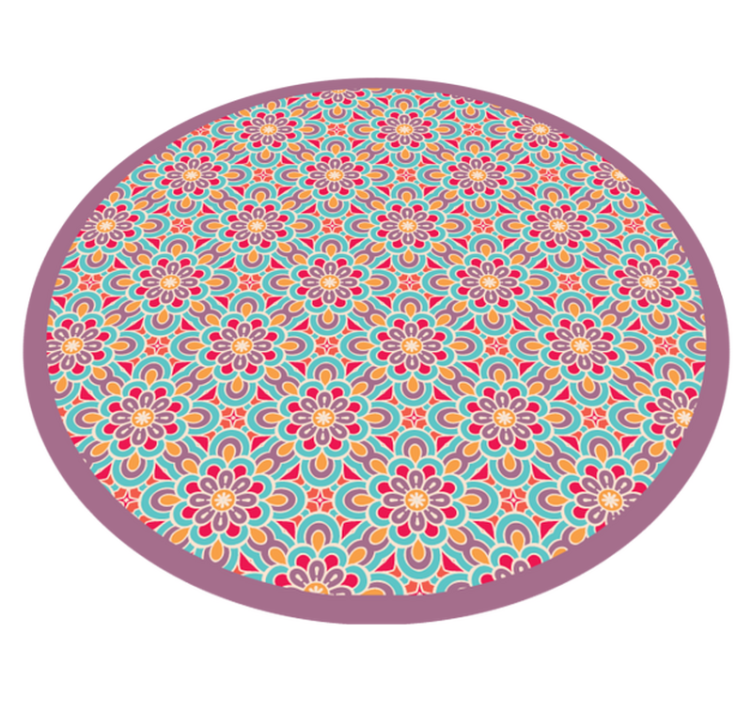 Vibrant flower pattern vinilna preproga mandala - TenStickers