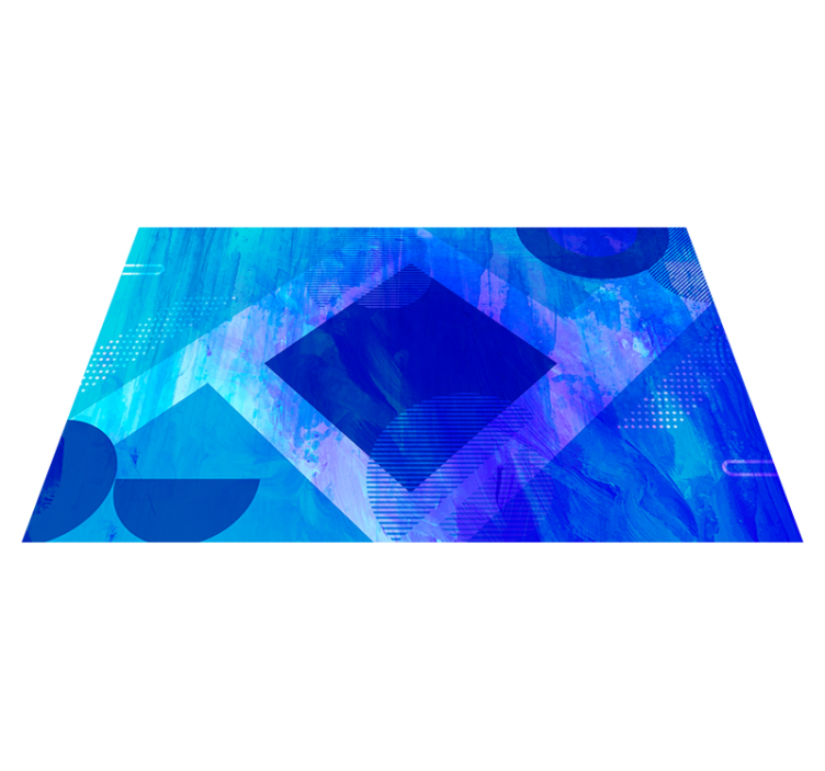 Modri geometrijski motivi minimalistična vinilna preproga - TenStickers