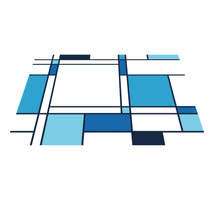 Modri geometrijski motiv sodobne vinilne preproge - TenStickers