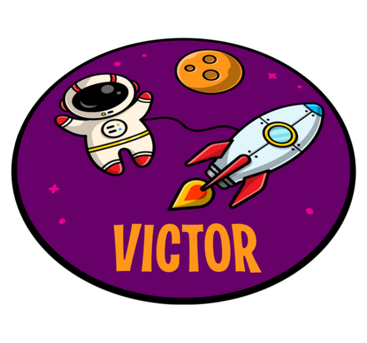 Planeti in kozmonavt na vijolični preprogi po meri - TenStickers