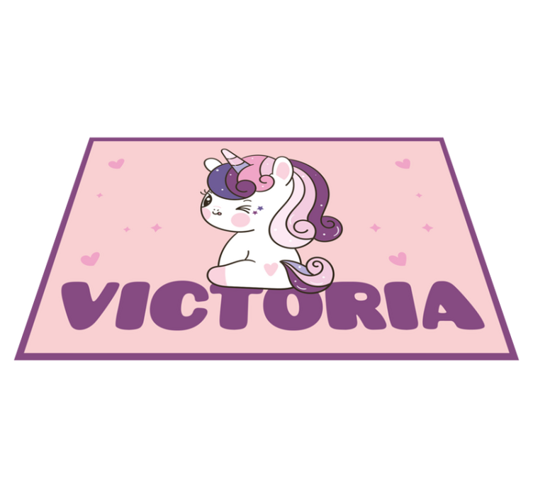 Cute unicorn theme vinilna preproga z imeni - TenStickers