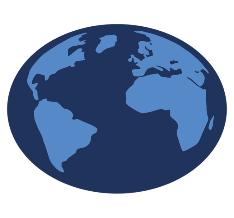 Barva modra okrogla preproga zemljevida sveta - TenStickers