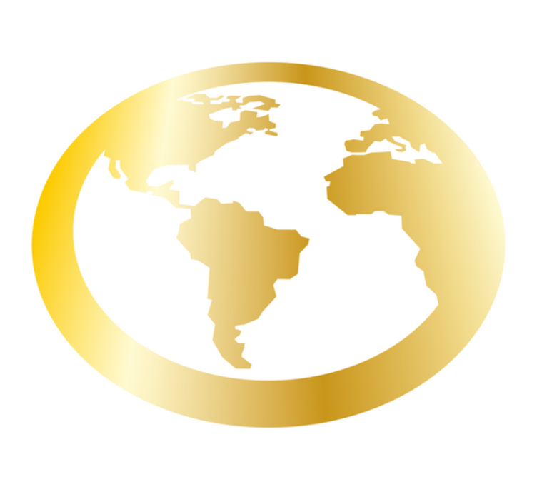 Motiv zlatega globusa Vinilna preproga z zemljevidom sveta - TenStickers