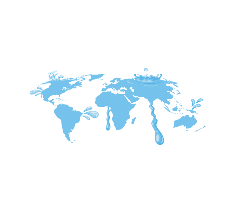 Oblikovanje modre vode Vinilna preproga z zemljevidom sveta - TenStickers