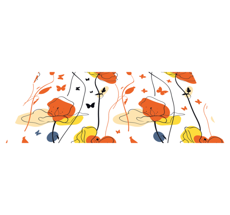 Minimalističen vzorec z metulji cvetlična vinilna preproga - TenStickers