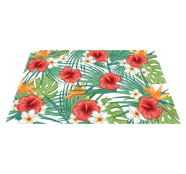 Tropical floral theme cvetlična vinilna preproga - TenStickers