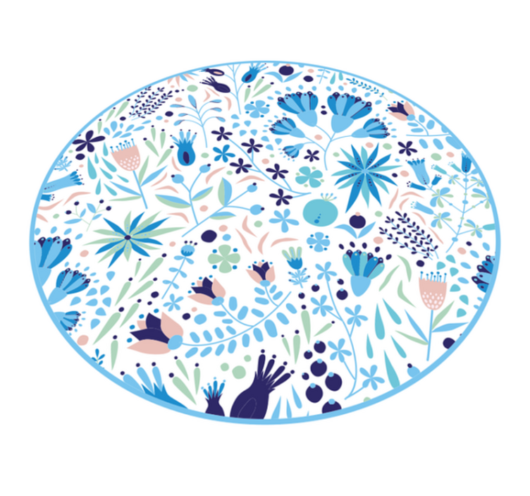 Krožno poljsko cvetje v modri cvetlični preprogi - TenStickers