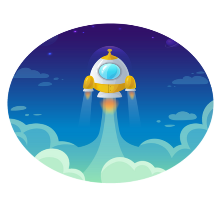 Prizor izstrelitve rakete vinilna preproga s zvezdami - TenStickers