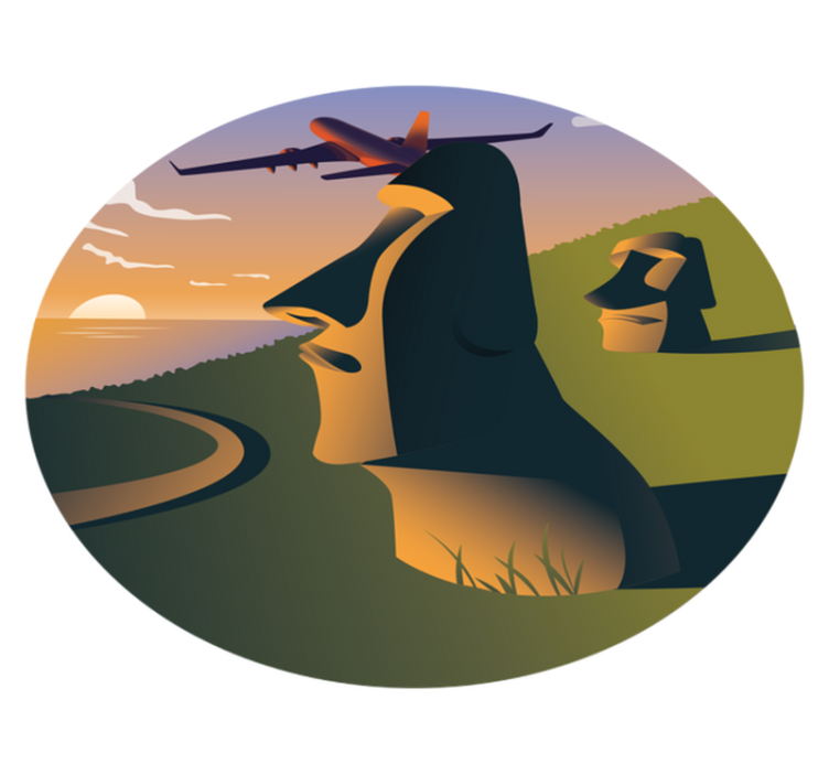 Sončni zahod na velikonočnem otoku Okrogla vinilna preproga - TenStickers