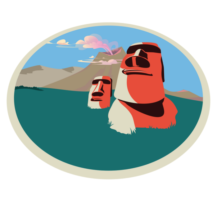 Ilustracija kipov moai Vinilna preproga z zemljevidom sveta - TenStickers