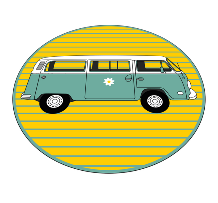 Starinski kombi z marjetico vinilna preproga s zvezdami - TenStickers