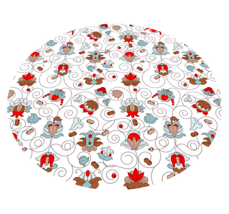 Krožni botanični spiralni naglas cvetlična vinilna preproga - TenStickers