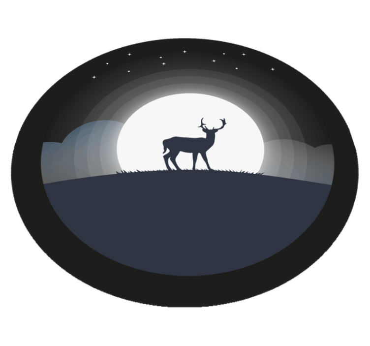 Stag under moon okrogla vinilna preproga - TenStickers