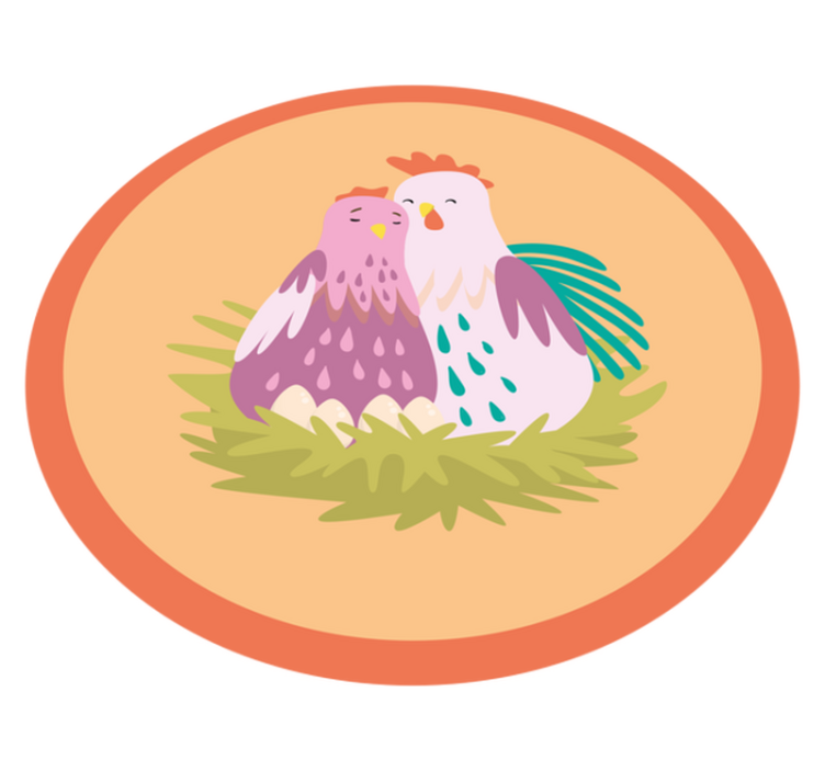 Očarljivi pernati prijatelji Okrogla vinilna preproga - TenStickers